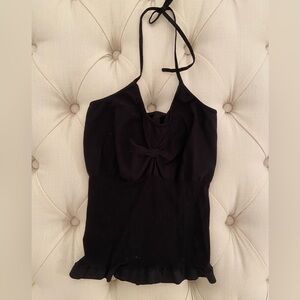 Y2K Black Ultra Stretchy Halter Top sz XS